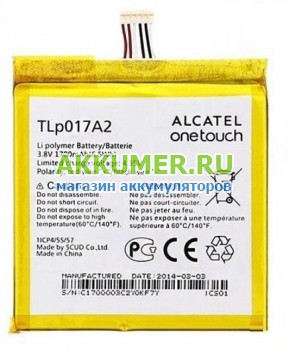 Аккумулятор TLP017A1 TLP017A2 для смартфона Alcatel One Touch Idol Mini 6012X 6012  - АККУМ-сервис, интернет-магазин аккумуляторов в Екатеринбурге