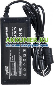 Зарядное устройство блок питания для ноутбука Asus 19.0V 3.42A 65Вт коннектор 3.0*1.0мм сетевое TopOn TOP-LT12 - АККУМ-сервис, интернет-магазин аккумуляторов в Екатеринбурге